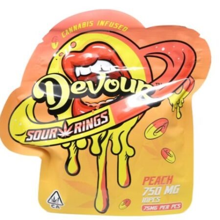 Devour Edibles (750mg) Sour Rings – Peach